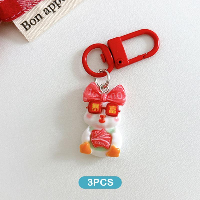 3Pcs Creative Resin Duck Keychain Pendant Car Key Ring Cartoon Cute Keychain Novelty Backpack Decoration Accessories Gifts
