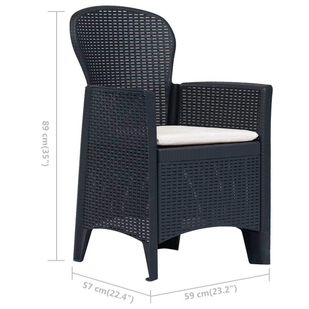 3 Piece Bistro Set Grey Plastic Wicker Style