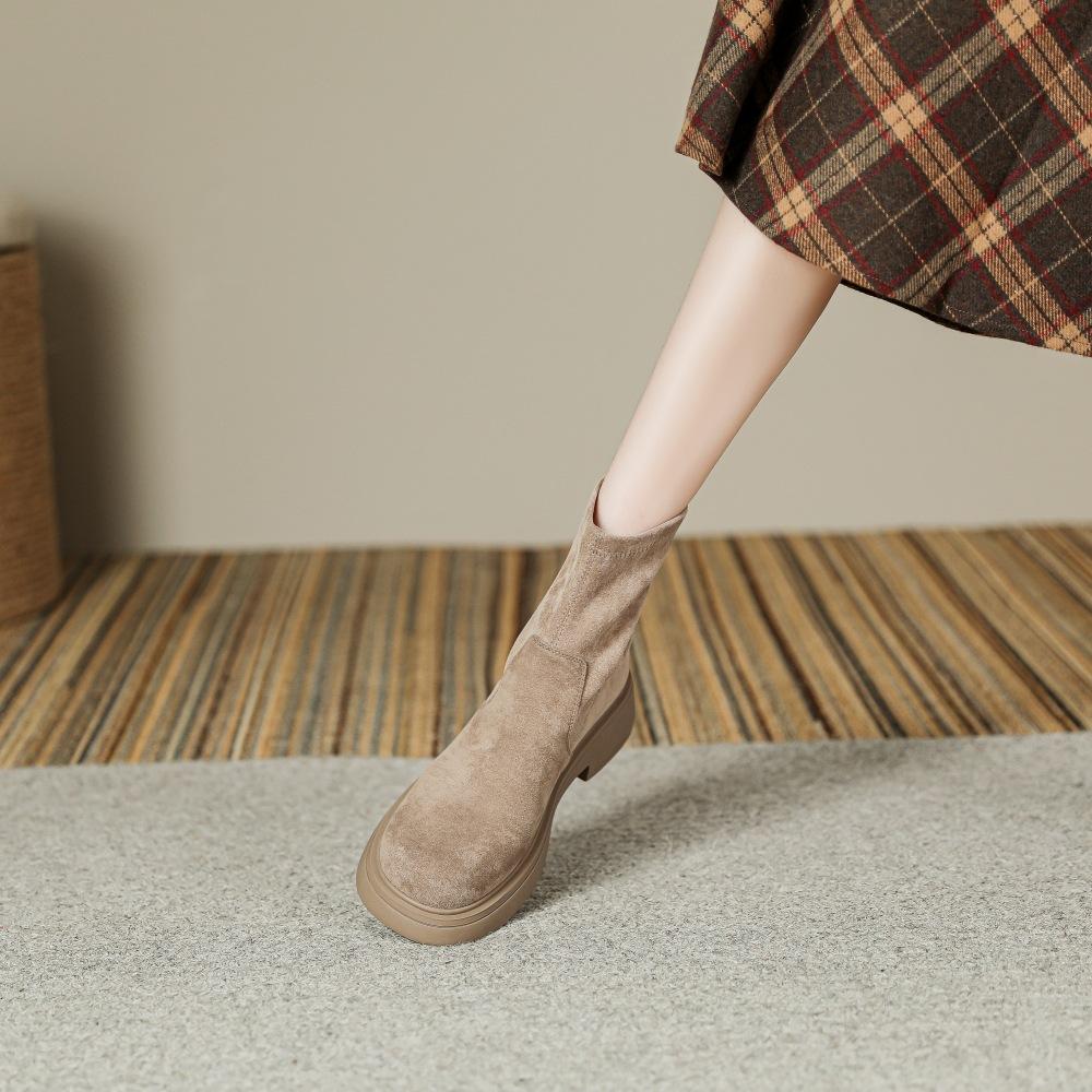 Small Size 32-40 Martin Boots for Women Short Boots for Women Suede Boots for Women Autumn and Winter Style Slim Long Socks Boots