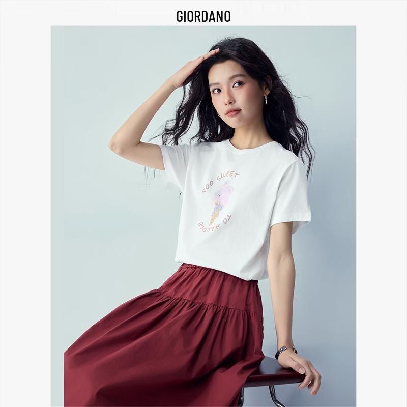 Giordano Women s Dessert Print Cotton Round Neck T-Shirt M