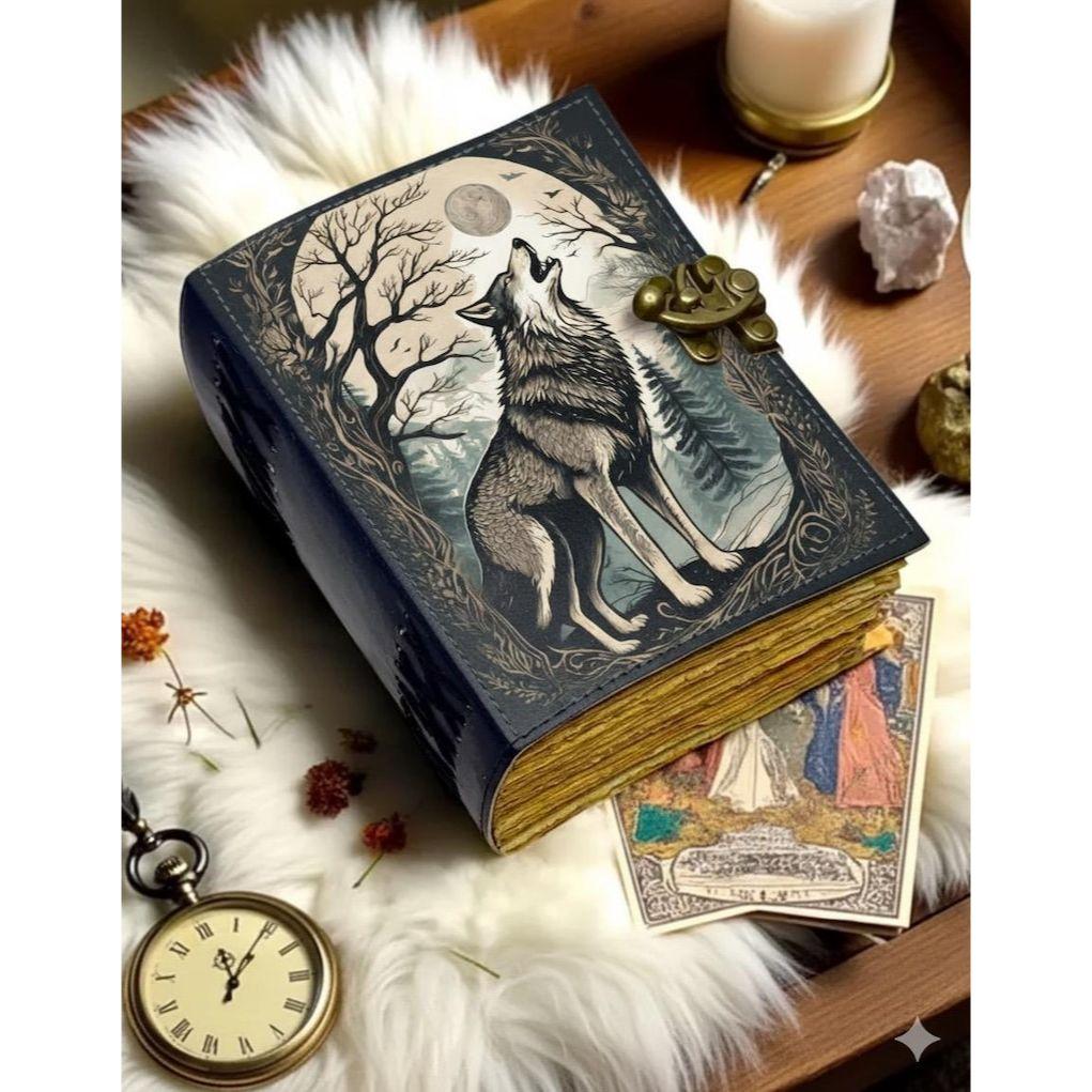 Leather Grimoire – Spell Book of Shadows Journal | Thick Vintage Notebook for Women, Writers | Deckle Paper Journals for gift
