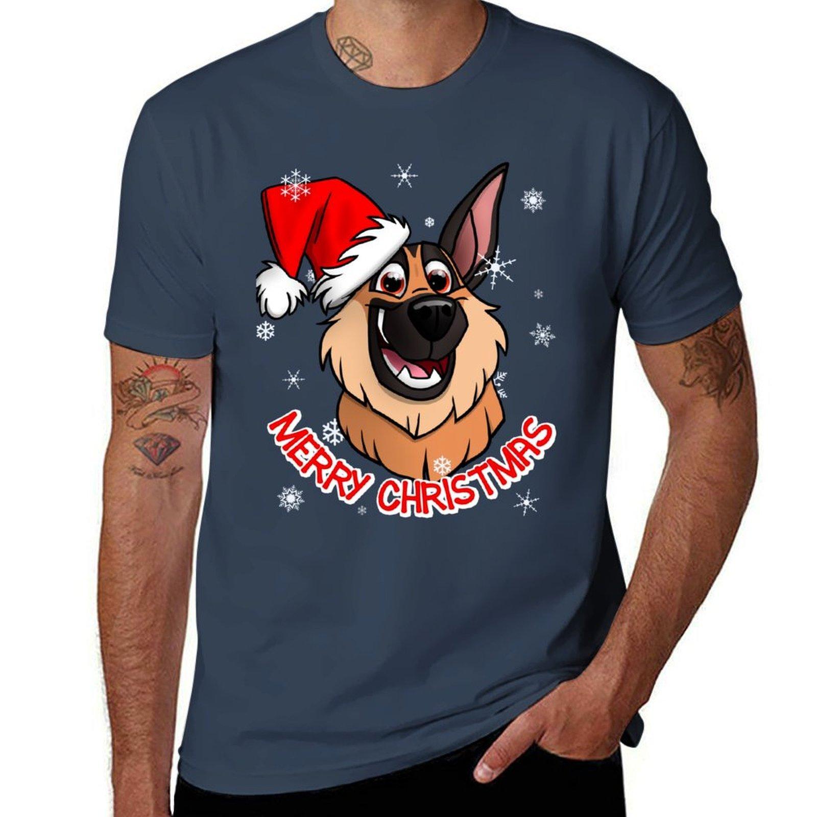 Merry Christmas GerUnisex Shepherd T-Shirt Christmas Theme Tee Top S