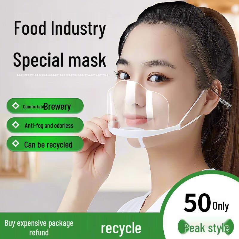 Genomskinligt Kockansiktsskydd Livsmedelsgodkänt - Spottavvisande, Engångsbruk, Leende-Vänligt.
