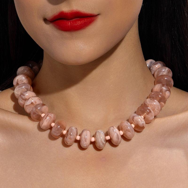 Аксессуары, разноцветное акриловое плоское бусины бусины колье, дофаминовый конфетный цвет преувеличенное колье колье колье