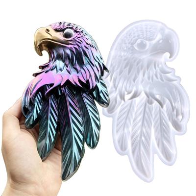 Halbfeste Drei-Feder-Adler-Silikonform zum Selbermachen, kreativer Adler-Desktop-Tropfformen, Heimdekoration, Bastelwerkzeuge