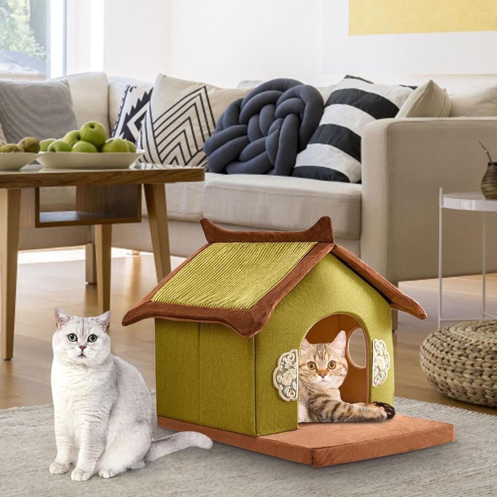 Cat Bed House Hut Kitten Shelter Non Slip Removeable Washable Bunny Kitty Puppy Comfortable Cave