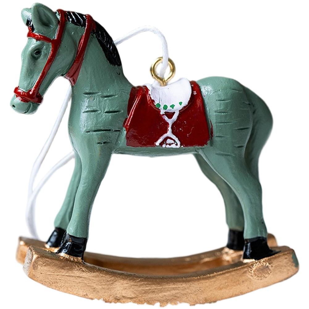 Decorative Resin Painted Horse Ornament Set for Tree Hanging and Desktop Display Crafted for Seasonal Holiday Use
