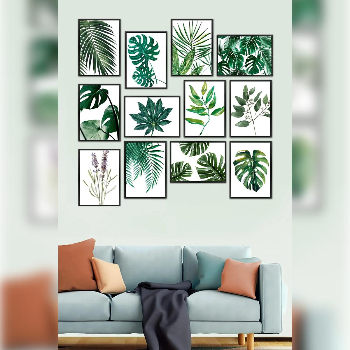 

Wooden Wall Sconce Lamp with 12-Piece MDF Wall Art Set with Framed Appearance