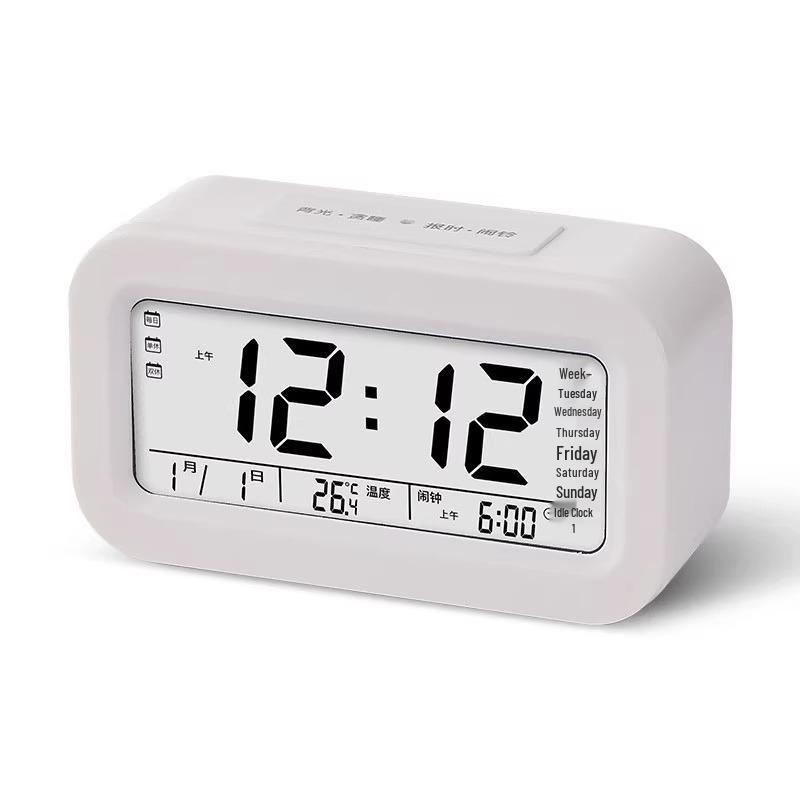 Multifunctional Smart Student Alarm Clock: Extra Loud, Silent, Rechargeable, with Temperature Display and Night Light