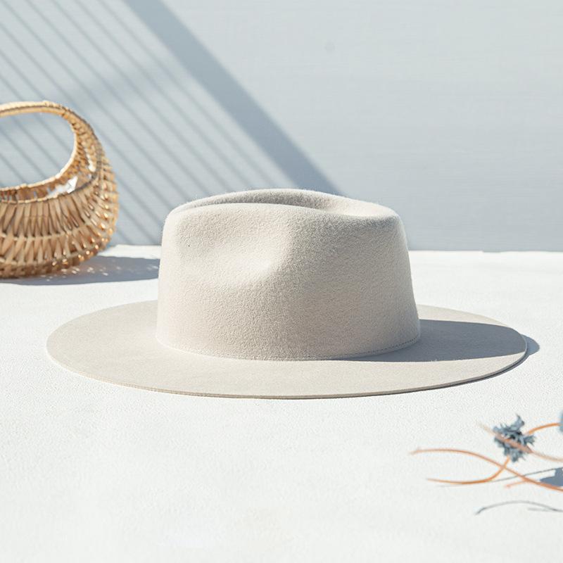 Men's Large Size 100% Wool Fedoras Hat Women Vintage Western Jazz Cowboy Hat Autumn Winter Big Head Wide Brim Felt Hat 56-62cm
