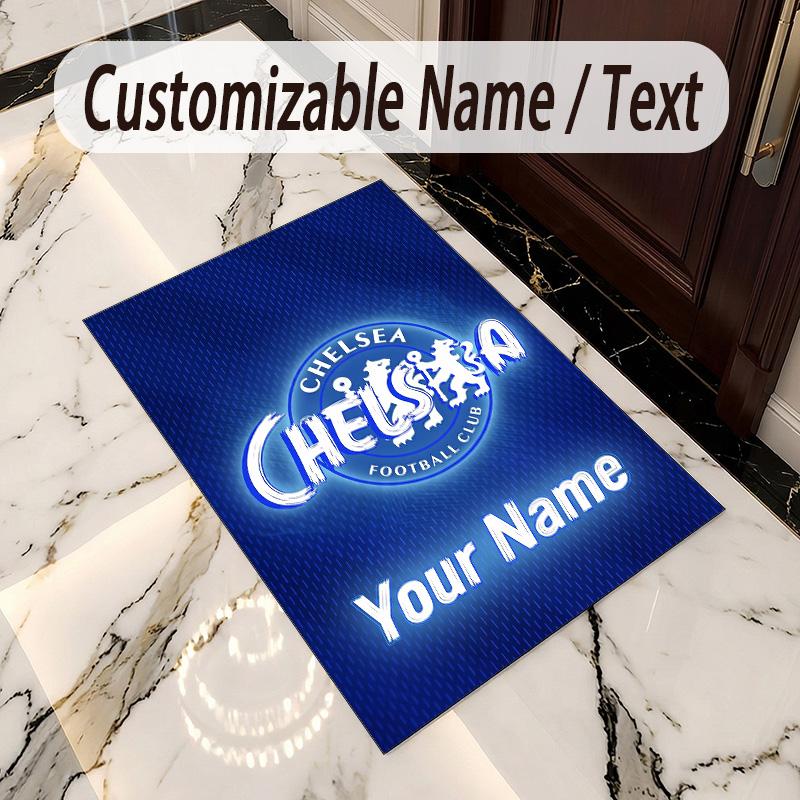 Crystal Velvet Rug Chelsea FC Print Custom Name Text Floor Mat Home Decor