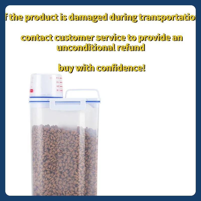 2 kg Hunde- und Katzenfuttereimer, Kunststoff-Vorratsbehälter mit Messbecher, feuchtigkeitsbeständiger, versiegelter Behälter, Heimtierbedarf