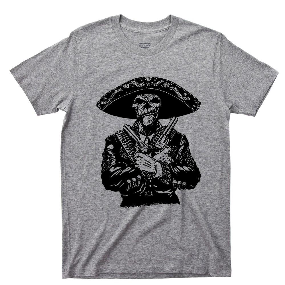 

Skeleton Mariachi Gunslinger T Shirt Sugar Skulls Calavera Day Of The Dead Tee 4XL