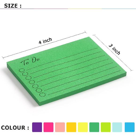 Eastern Wolf 9 Pads to Do Lined Sticky Notes, 9 Bright Multi Colors Self-Stick Note Pads, 3x4 Inch with Line Adhesive Memo Sticky Notes Notepad, 50