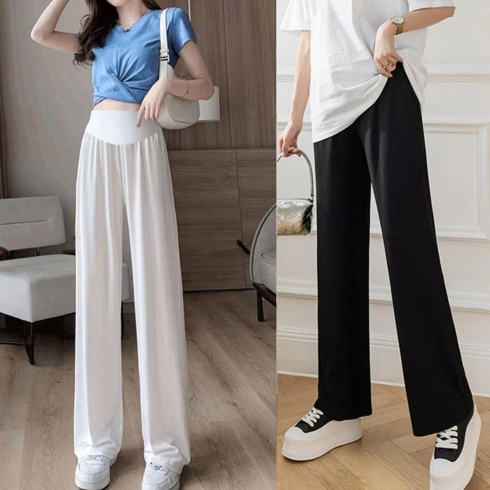 High Waist Straight Leg Pants Loose Wide Leg Pants Woman Fashion Casual Pants Pregnant Female