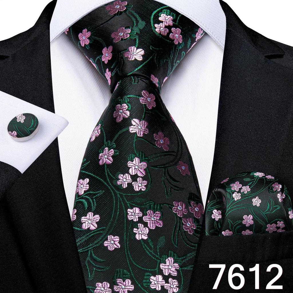 Designer Mens Striped Necktie Set Business Classic Necktie Hanky Cufflinks Set