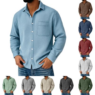 Camisa de Hombre Tendencia Moda Ocio Versátil Cuello Abatible Manga Larga