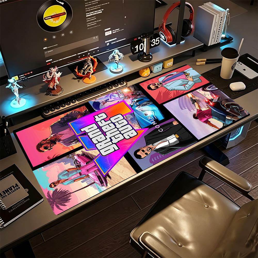 Grand Theft Auto Gaming Mouse Pad Gaming Laptop Mouse Pad Ultra-Long Desk Mat Non-Slip Rubber Base Office Desk Accessory