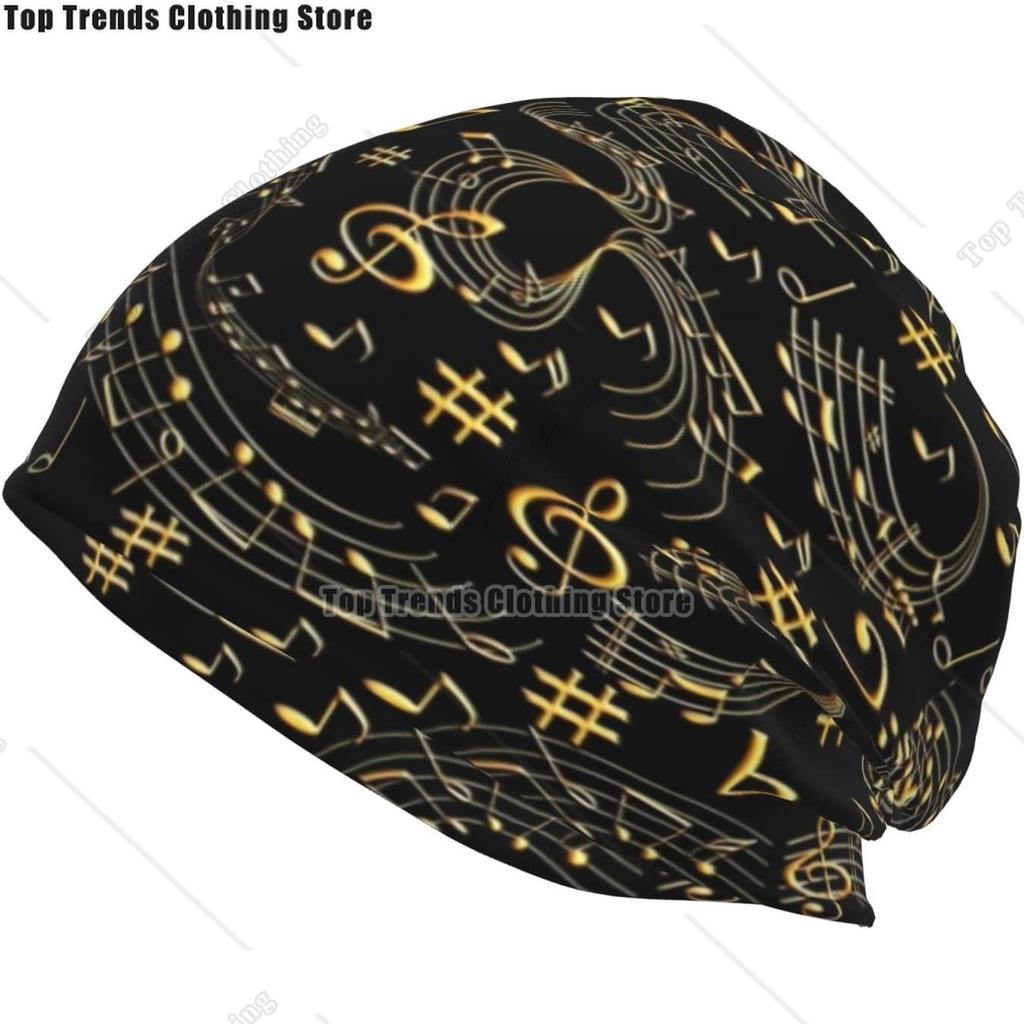 Music Note Beanie Piano Guitar Beanie Hats Stretch Scarf Head Wrap Winter Knit Hat for Women Unisex
