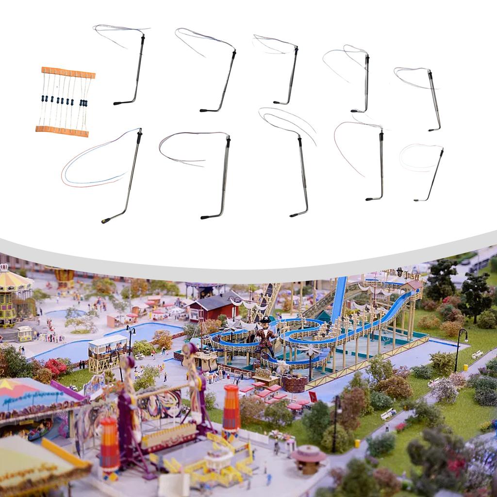 10Pc OO Scale HO Scale Lantern Modern Street Lighting Street Light Lamp 10cm Model Railroads For Diy Home Decor