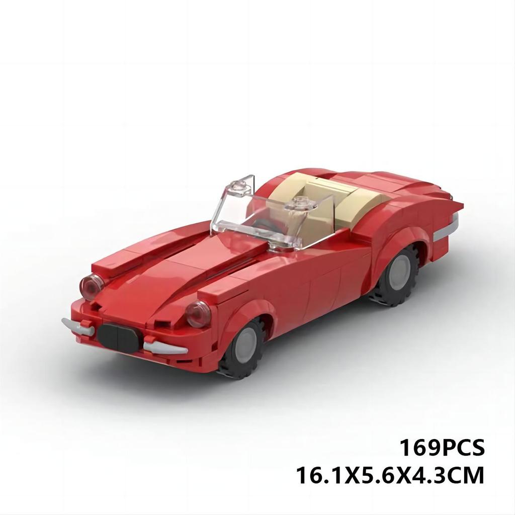 MOC-46795 Jaguar E-Type Cabrio Retro Roadster Modell Zusammengebaute Bausteine Mann