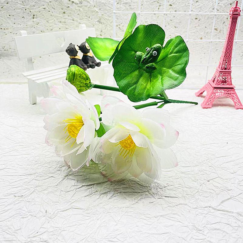 Flowers Elegant Three Lotus Artificial Bouquet For Wedding And Photoshoot