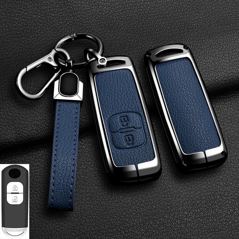 Zinc Alloy Car Key Cover Holder for Mazda Axela Atenza 3 2 6 CX3 CX5 CX30 CX8 CX9 MX5 RX7 RX8 SKYACTIV Remote Protector Keychain