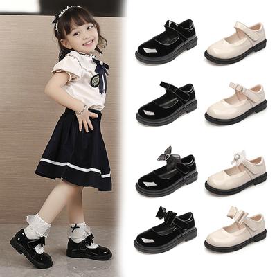 Chaussures en cuir pour filles Chaussures de princesse noires en cuir véritable Chaussures de campus Chaussures de performance pour petites filles