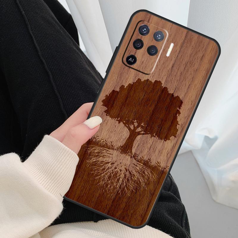 Tree Flower Bamboo Wood Case For Oppo A40 A60 A80 A5 Pro A15 A16 A17 A57 A77 A94 A74 A54 A76 A96 A18 A38 A58 A78 A98
