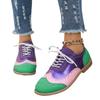 Fashion Shoes Female Hot Sale Lace Up Women's Pumps Autumn Round Toe Mixed Colors Outdoor Casual Low Heel Large Size Office Ladies Shoes