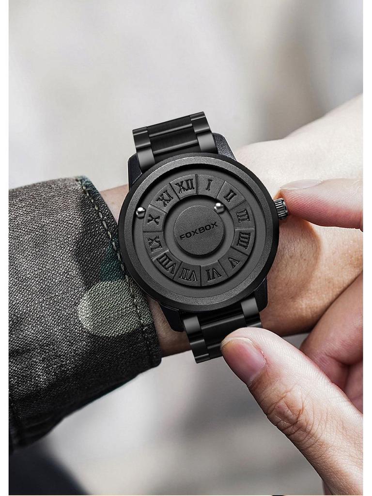 FOXBOX/Lige Magnetic Levitation Men's Watch - Black Tech Creative Concept.