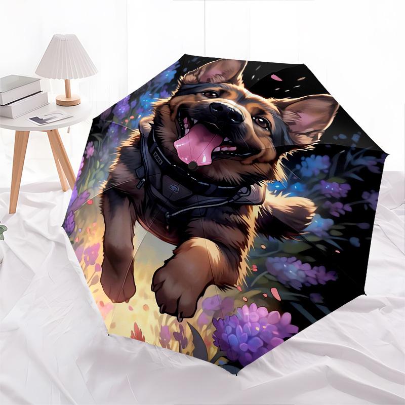 German Shepherd, Floral Garden- Automatic Umbrella,Suitable for Men and Women,Suitable for Birthdays, Christmas, Gifts for Fashion Lovers0953b