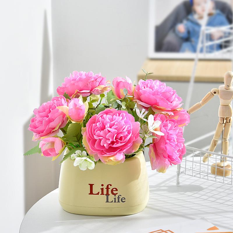 Sunflower Artificial Flower Arrangement - Small Potted Plants & Plastic Bouquets for Living Room and Dining Table Decor