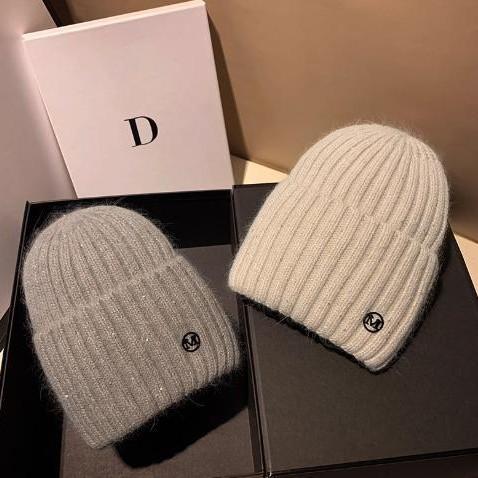 Herbst und Winter neue Kaninchenfell-Strickmütze vielseitig großer Kopfumfang lässt ein kleines Gesicht erscheinen, warme und verdickte Ohrenschützer-Wollmütze