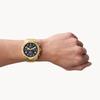 Fossil Ceas Cronograf Auriu pentru Bărbați - 50mm Cadran Negru Brățară Oțel, Rezistent la Apă 5ATM FS5877