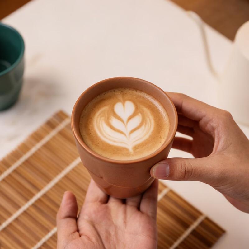 OLOEY Japanese Kiln Glazed Ceramic Latte Coffee Cups (Set of 2)