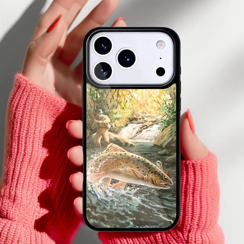 Forellenfischerei Handyhülle für iPhone 17 Air 16e 15 14 13 Pro Max Rückabdeckung für 12 11 Pro Coque