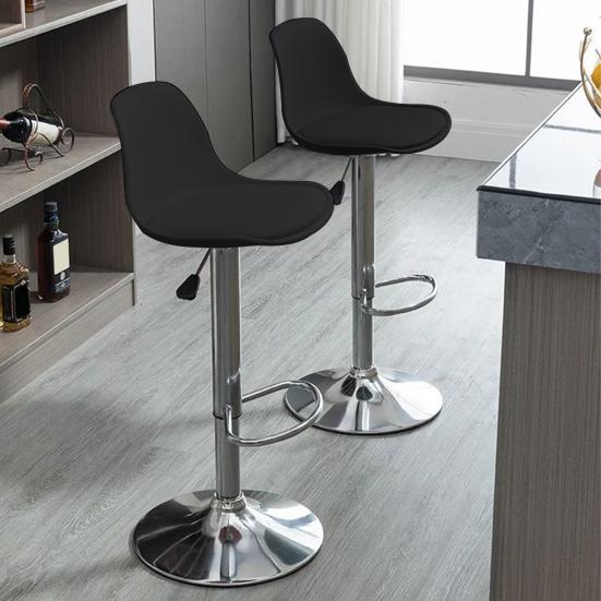 Bar Stools Set of 2 Faux Leather Counter Height Barstools with Back & Footrest Height Adjustable Swivel Bar Chairs Modern Armless Island Stool