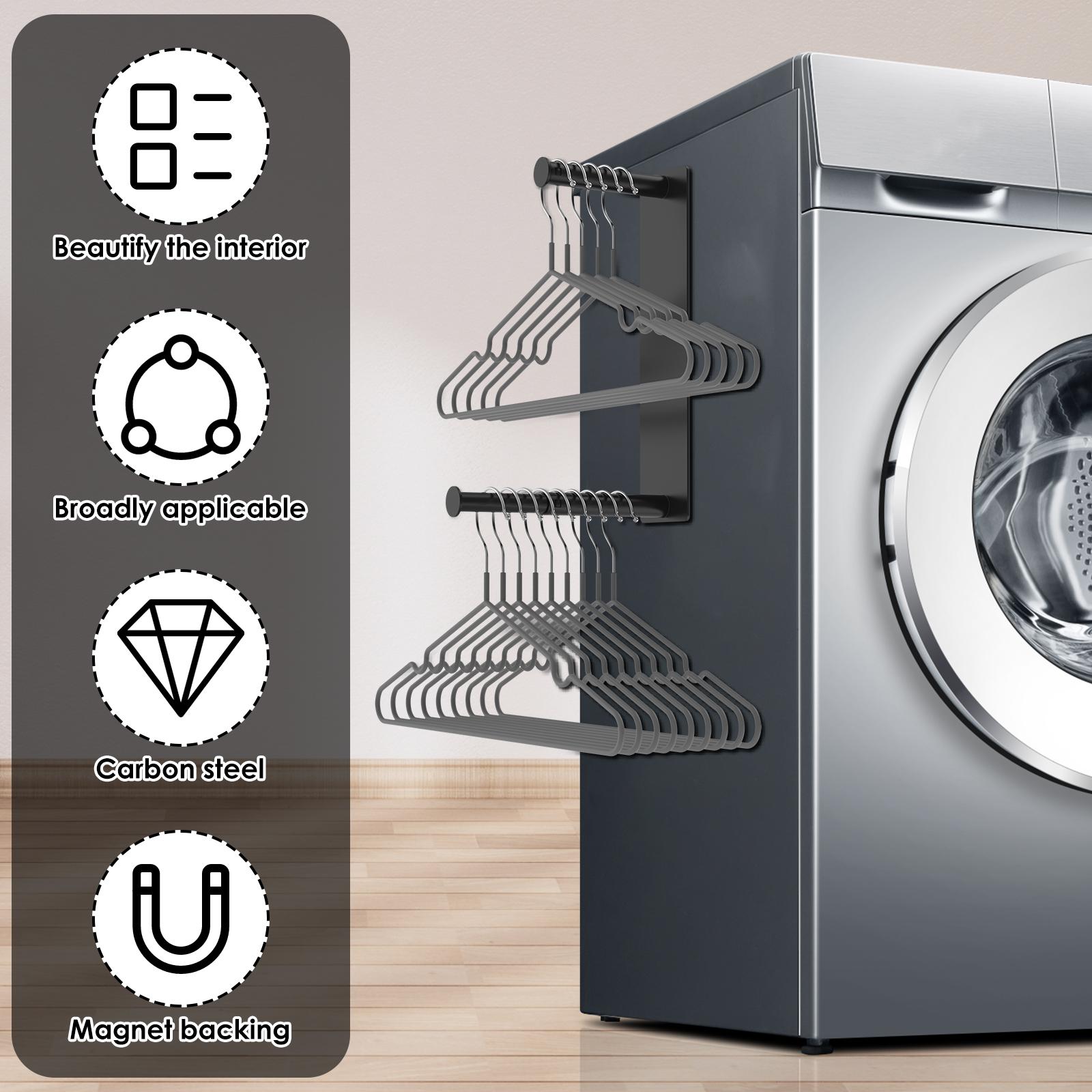 New Wall Mounted Magnetic Hanger Organizer Stacker Extendable Hanger Holder for Washing Machine Closet Laundry Room Organization nero