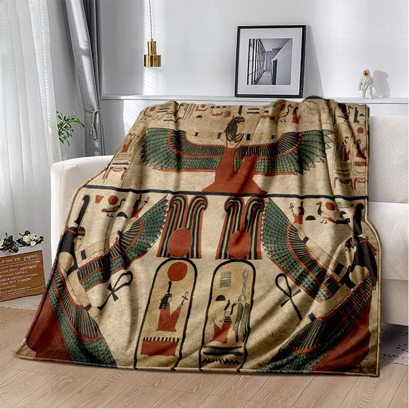 3D Ancient Egyptian Mythological Ideographic Sign Symbols Blanket,Soft Throw Blanket for Home Bedroom Bed Sofa Cover Blanket Kid