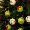 12Pcs Christmas Ornaments Santa Claus Hat Pattern Green White Shatterproof Balls Set