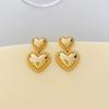 European & American New Metal Heart Lace Earrings: High-End, Fashionable, Luxurious, Versatile Temperament with Silver Needle