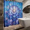 1Pc Mandala For Lotus Shower Curtain - Vibrant Blue Purple Pink Golden Design, Machine Washable Polyester Fabric With 12 Hooks,
