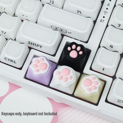 Adorable Pink Cat Paw Silicone Keycap - Soft, Girly 1U Design