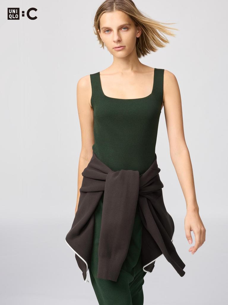 Uniqlo Japan 3d Ribbed Square Neck Sweater Sleeveless