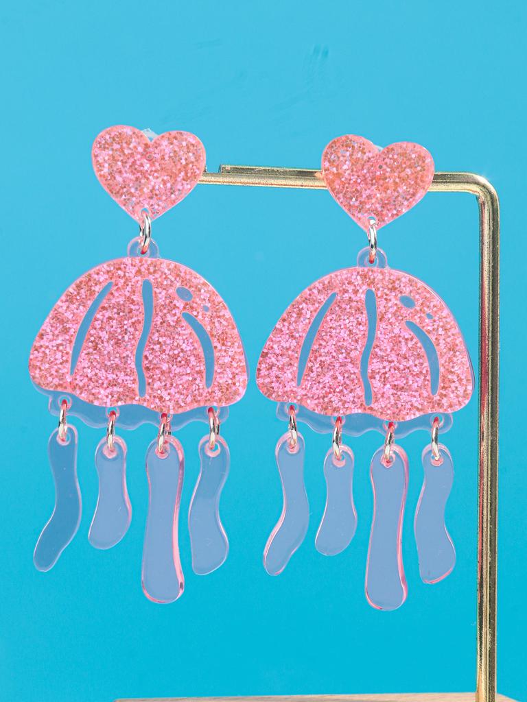 Fashion Candy Color Jellyfish Acrylic Drop Earrings Funny Glitter Animals Resin Dangle Earrings Fashion Accessories Jewelry