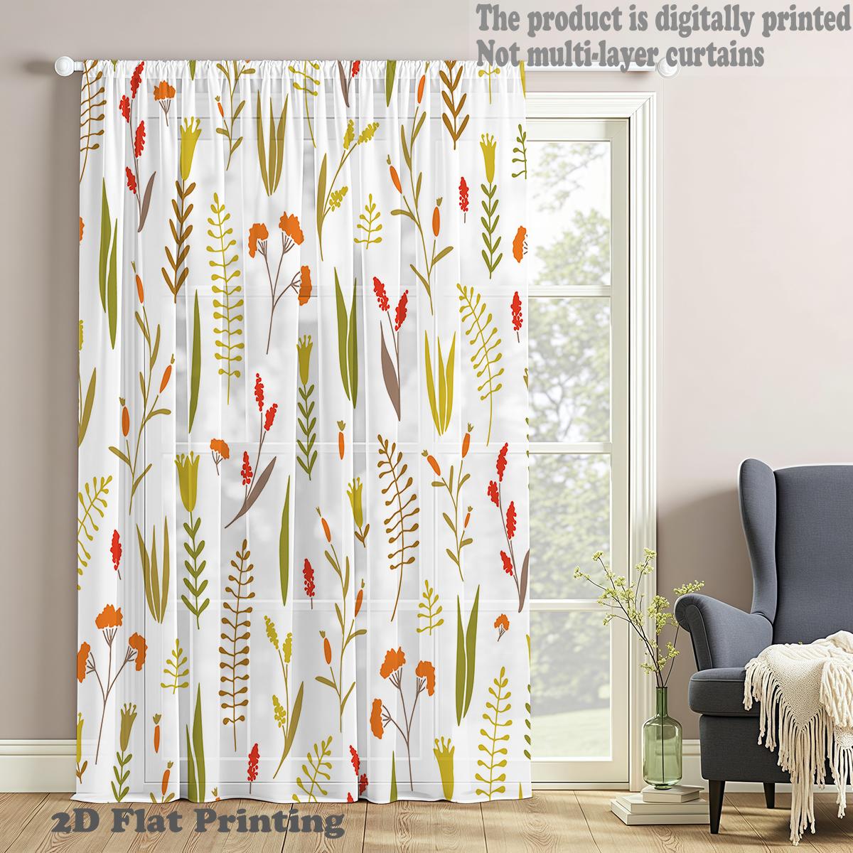 

One Piece Country Style Window Screen Fresh Simple Warm Lightweight Easy Installation Rod Passing Curtains Made Of Polyester W100*H70(CM)-Hooks&2PCS