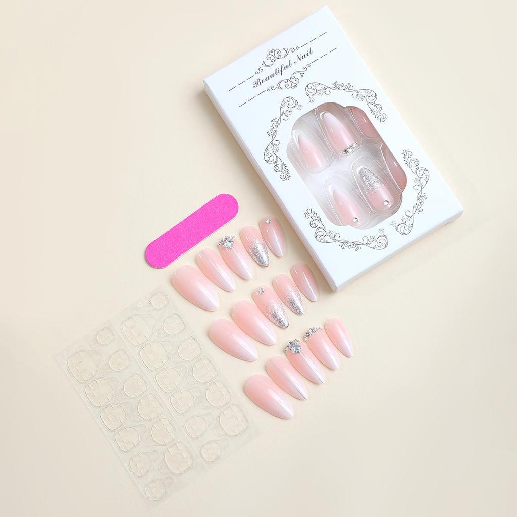 Luxurious Almond-Shaped Diamond Design Handmade Press-On Nails
