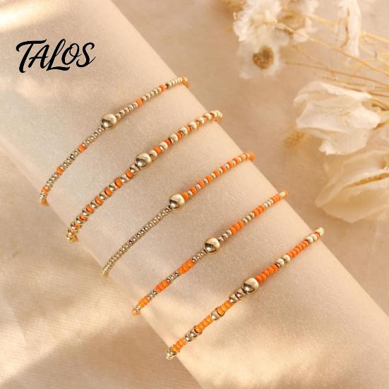 Lightweight Daily Wear Jewelry 5Pcs Beaded Bracelet Stack for Women Teenage Girls, Tiny Gift Ideas Best Friends Beads Bracelets, Elastic Stretch Boho