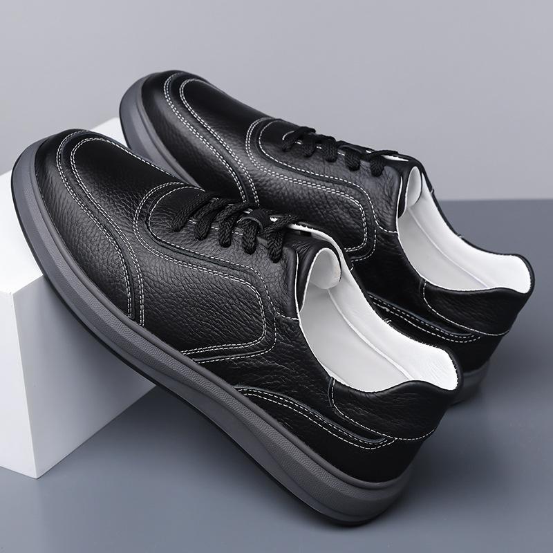 Cuir de vachette première couche 2025 automne nouvelles chaussures décontractées pour hommes cuir respirant chaussures blanches pour hommes chaussures tendance pour hommes chaussures